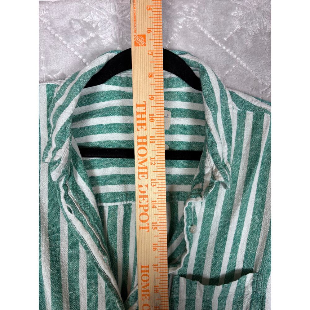 Universal Thread XXL Linen Blend Striped Button Down Shirt Green White Relaxed - Picture 9 of 10